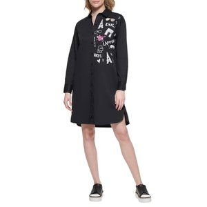 NWT KARL LAGERFELD PARIS Scenic Women Print Shirt Dress 100% Cotton Size M